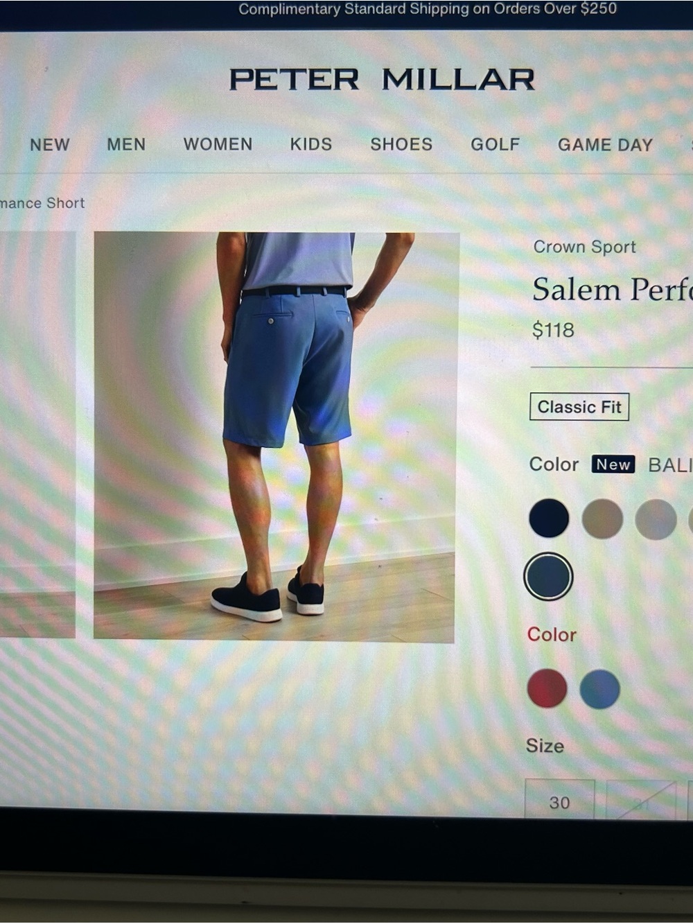4 Pair Bundle of Peter Millar Men's Blue Flat Front Performance Shorts